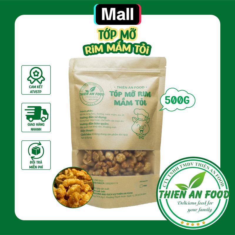 Thiên An Food TÓP MỠ RIM MẮM TỎI TÚI GIẤY LOẠI LIỀN DA giòn ăn kèm bánh tráng hoặc dùng trực tiếp Ăn Vặt Snack Food  đồ ăn nhẹ khô Thức Ăn com chay mam Cay tóp mỡ  thiên
