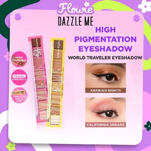 DAZZLE ME The World Traveler Eyeshadow Palette BPOM 8 warna Eye Makeup Natural Matte Satin Glitter High Pigment Long Lasting
