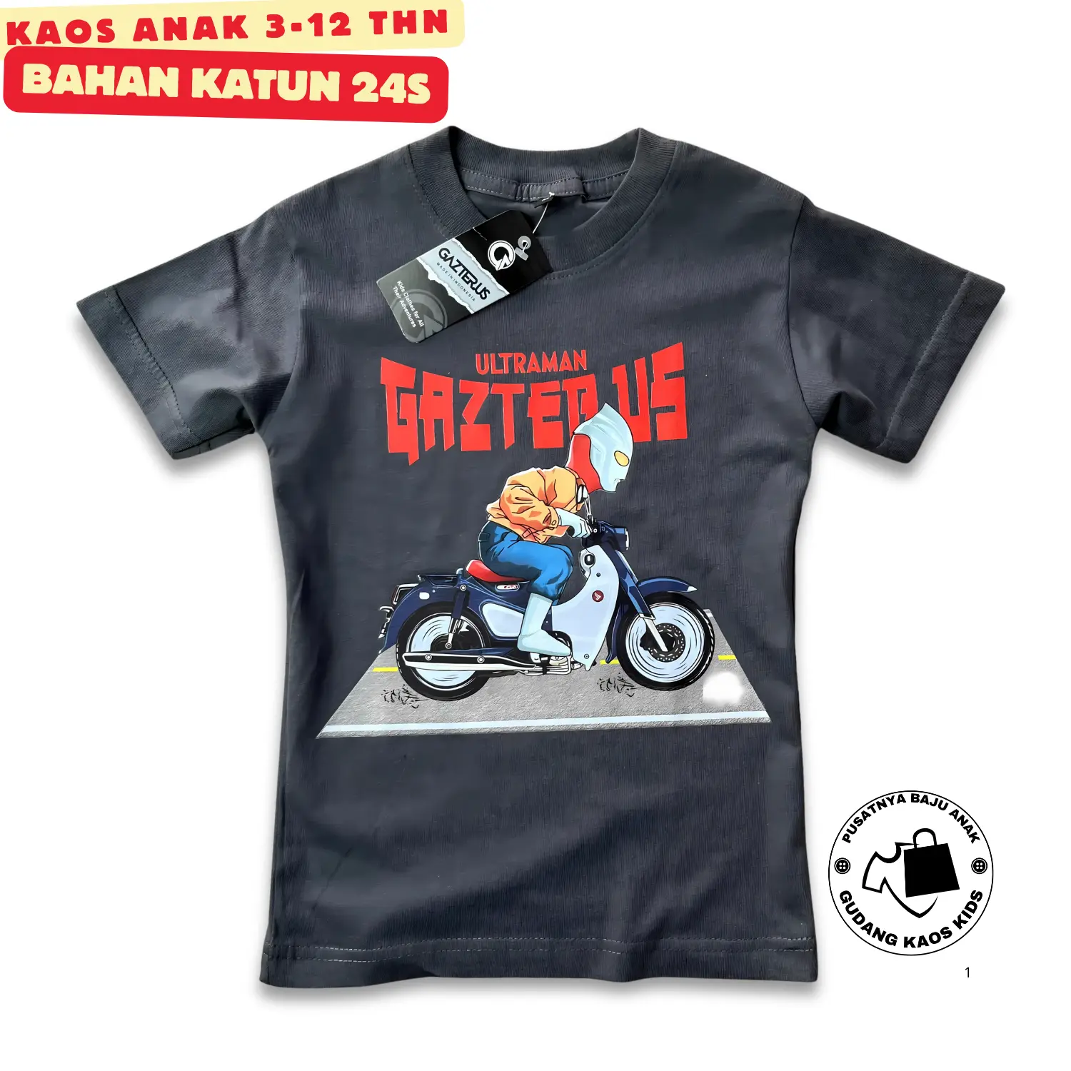 Kaos Distro Anak Laki-Laki Motif Ultraman Bahan Katun 24s Lebih tebalLembut dan Adem - Fashion Anak Laki-Laki Pakaian