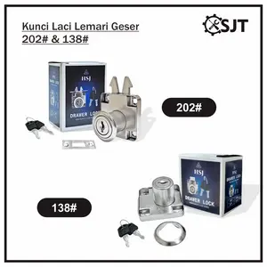 SJT - Kunci Pintu Lemari Geser Sliding 202 Zinc Alloy Drawer Lock / Kunci Laci Padat 138 HSJ 19 mm