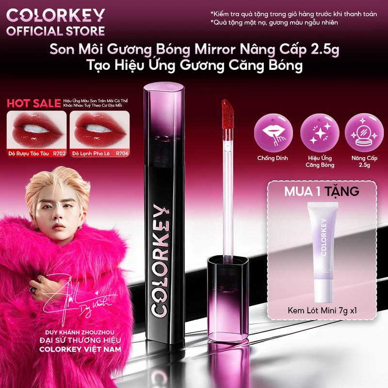 [MỚI] Son Môi Gương Bóng Phiên Bản Nâng Cấp COLORKEY Mirror Tạo Hiệu Ứng Căng Bóng Cho Môi Đầy Đặn Quyến Rũ 2.5g