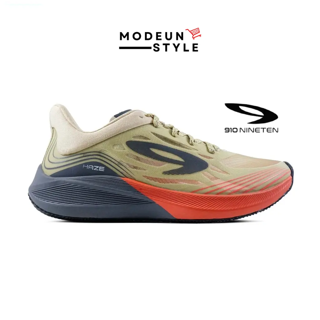 910 Nineten HAZE VISION 1.0 PUTIH GADING JINGGA ABU TUA - Sepatu Lari Running