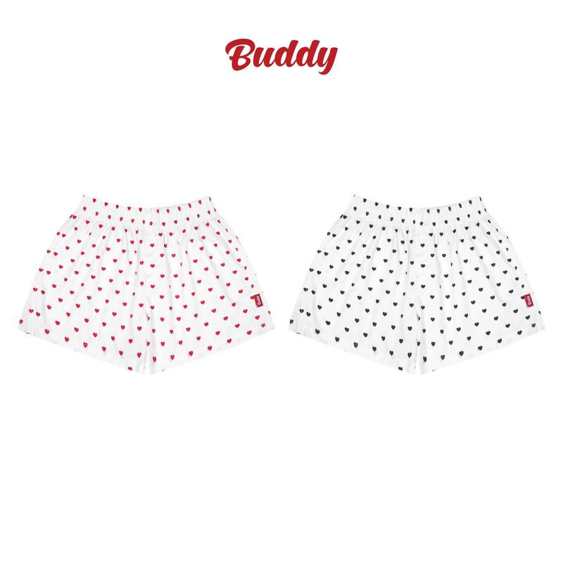 [BUDDY] LOVE BOXER -  Quần đùi ngủ kate nam nữ họa tiết TRÁI TIM mặc nhà form thoải mái