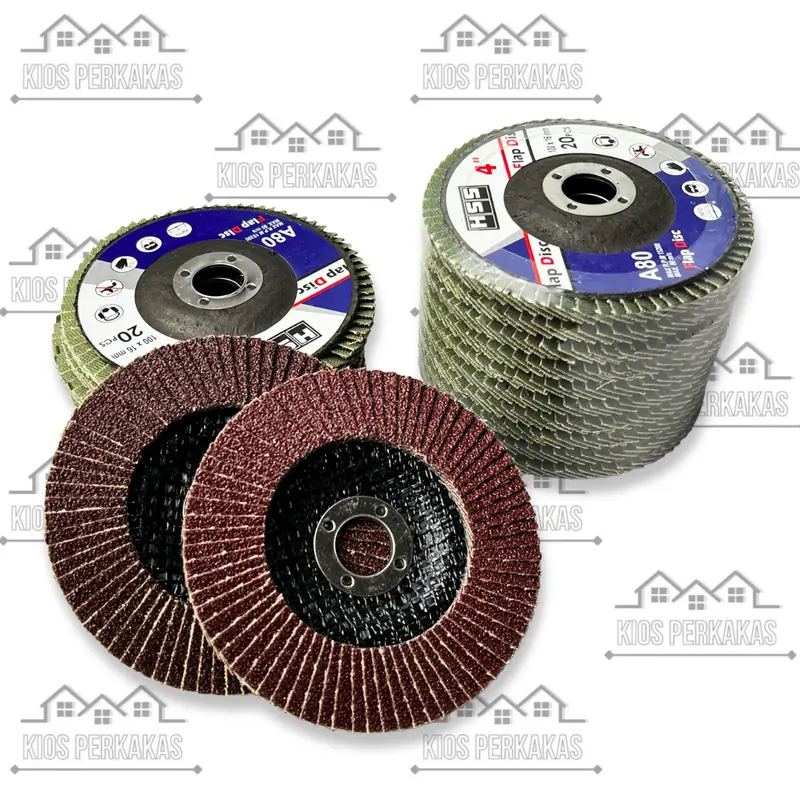 Amplas Susun Sirip / Flap Disc HSS 4" - Mata Amplas Susun - Amplas Tumpuk Greinda Flap Disk 4 iNCH Grit 40 60 80 100 120 150 180 240 320 400 1