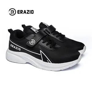 ERAZIO Sepatu Sekolah Anak Hitam Perekat Velcro Tali High Quality Sepatu Anak Laki Laki Dan Perempuan Sneakers Ringan Ukuran 30-40 Fashion