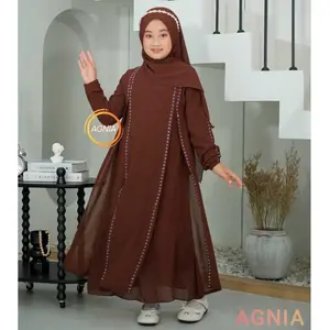 AGNIA Zahra Dress Gamis Abaya Anak Remaja Tanggung Bahan Ceruty Armany Size M L XL XXL Variasi Payet Swarovsky Baju Muslim Terbaru 2025-2026