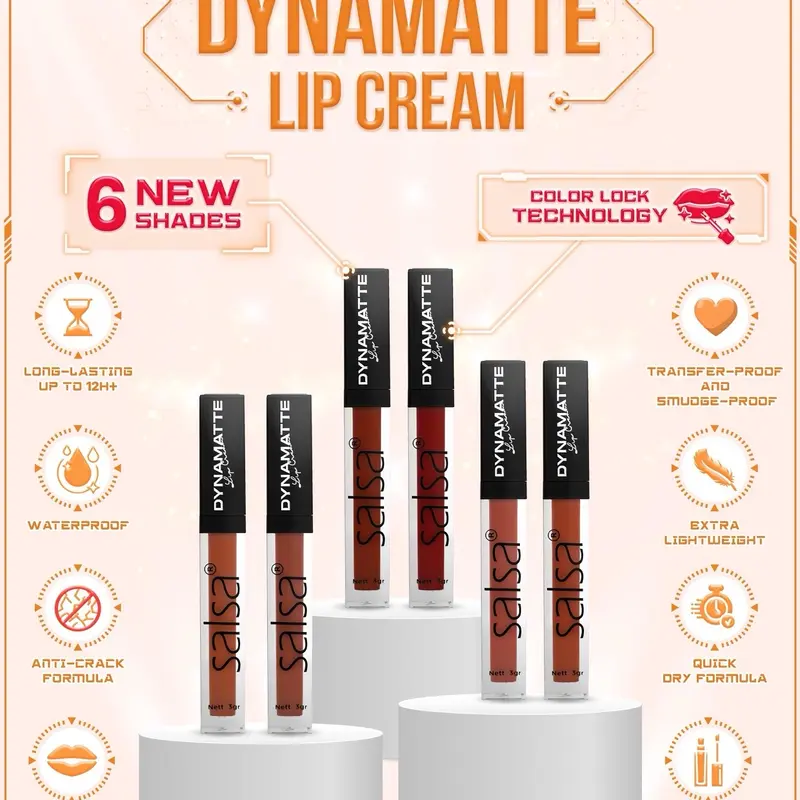 SALSA Dynamatte Lip Cream/Matte Long Lasting. paket make 1 set lenfi cosmetic 0