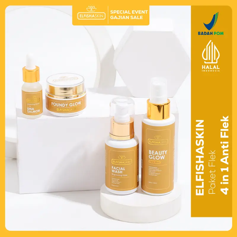 (BPOM) Paket Flek ( Face mist, Foundy Glow, Facial Wash , Serum DNA salmon) by Elfisha Skin 0