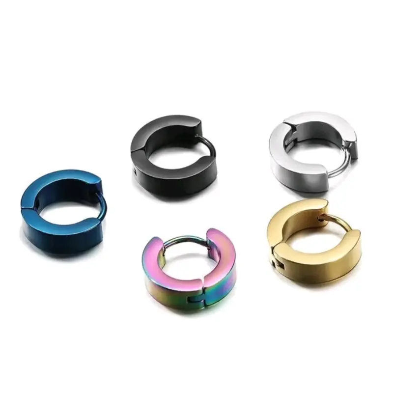 Anting Tindik Titanium Anti Karat Model Simple Aksesoris - Hitam - Earrings, Kulit 4
