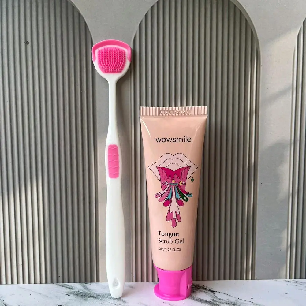 Wowsmile Gel Pembersih Lidah - Gratis Sikat Lidah - Rasa Peach Mint - Menghilangkan Bau Mulut - Membersihkan Lidah - Nafas Segar