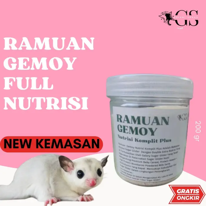 Makanan Harian Instan Ramuan Gemoy Nutrisi Komplit Plus untuk Sugar Glider 200gr + Sendok Takar Gratis