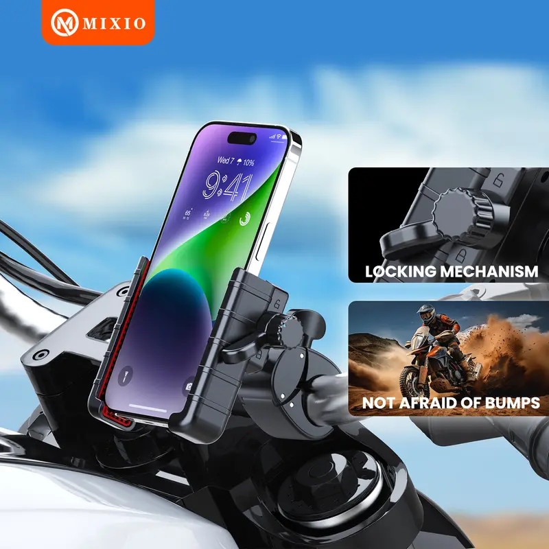 MIXIO ZM-18 Holder Motor Anti Maling Premium Bike Handphone Phone Holder HP Stang Sepeda Motor 7