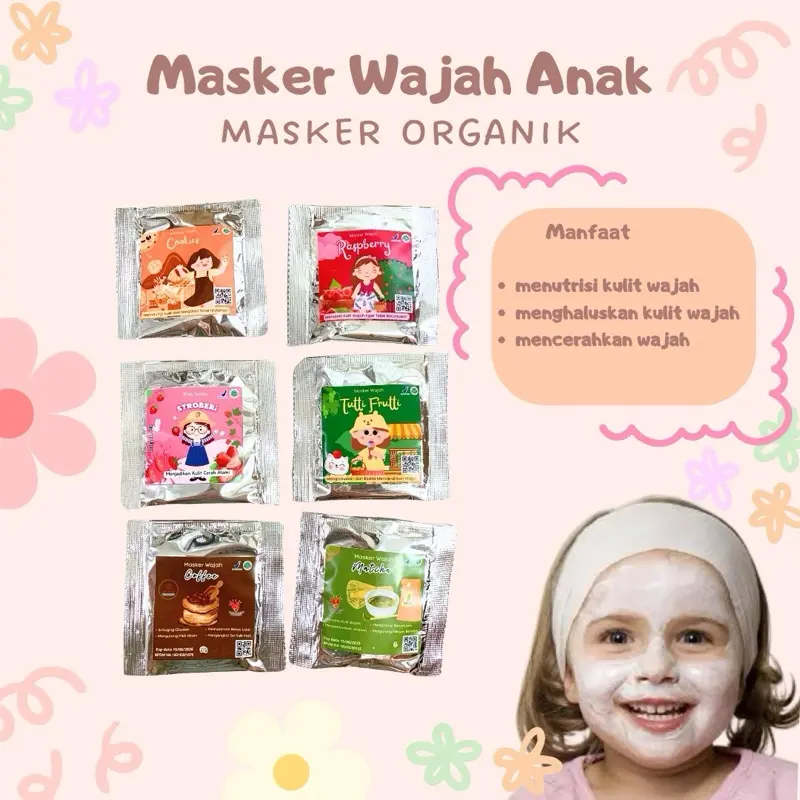 Masker wajah anak organik Kids Face Mask organic best seller masker muka Perempuan Fashion