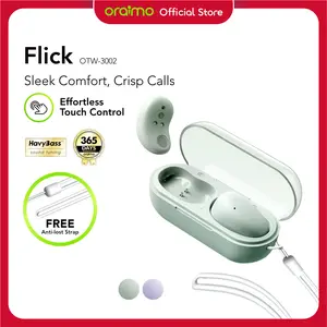 oraimo Flick OTW-3002 True Wireless Stereo Bluetooth V5.3 Baterai Tahan Lama Headset Earphone Tahan Air Tahan Air Bass Kuat Kaya Hitam Oranye Speaker Mini Laptop Earphone Headset Kabel Mic Bass Stereo Wired Murah Long Lasting Battery