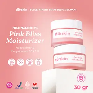 [2PCS] DORSKIN Pink Bliss Moisturizer - Membantu Mencerahkan & Pelembab Wajah Krim Pagi dan Malam dengan Niacinamide dan Extract Ceramide - Perawatan kulit Kusam