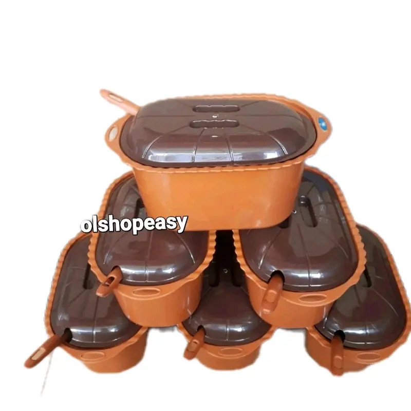 Basi Prasmanan Oval Nagoya Isi 6 pcs Free centong / Wadah Sayur Plastik Warna Coklat Set 0
