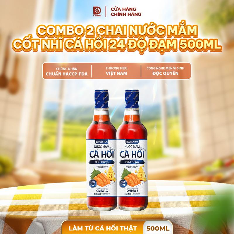 _Nước Mắm Đầu Bếp Tôm Cốt Nhĩ Cá Hồi 24 Độ Đạm_Thùng 2 Chai Thủy Tinh 500ml
