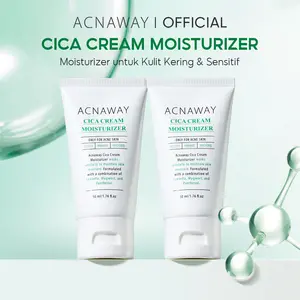 ACNAWAY Cica Cream Moisturizer – Pelembab Wajah Kulit Berjerawat & Sensitif untuk Menghidrasi with Centella + Mugwort + Panthenol