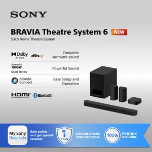 Sony BRAVIA Theatre System 6 | 5.1ch Home Theatre System | 1000 W total power output | Dolby Atmos/DTS:X - HT-S60