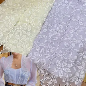 kain kebaya bordir pecah kopi khusus putih