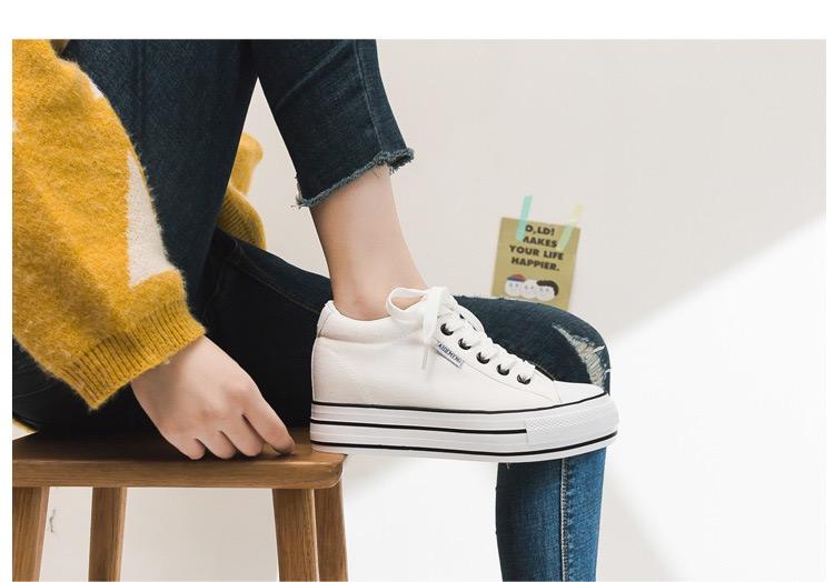Product Introduction of fashion women shoes canvas platform sneakers white tennis shoes Vulcanize 16