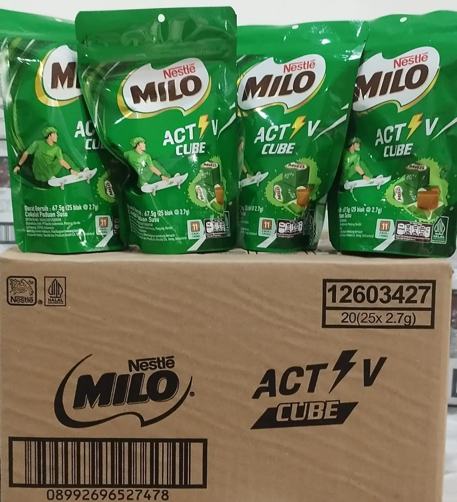 Milo Cube 4 pack @25 pcs = 100 Pcs Milo Kubus Snack Hits Jajajan Cokelat PREMIUM