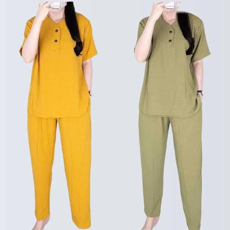 Setelan Wanita Celana Dewasa WG NEW ONE Set Crinkle Lengan Pendek Baju Panjang Airflow 5