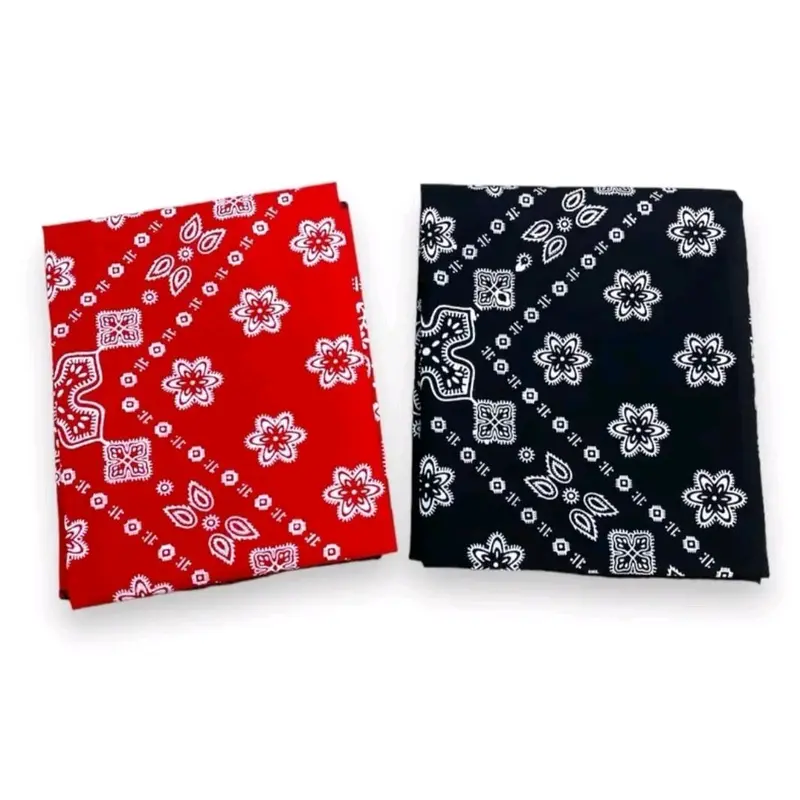 Bandana Slayer Multifungsi Motif Batik Ukuran 45×45cm Bahan Polyester Unisex Sapu Tangan Merah Hitam Kain 6