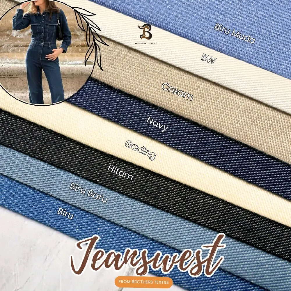 Kain Ecer JEANSWEST BEST SELLER Bahan Kain Wash Jeans Denim | Harga1/2 Yard