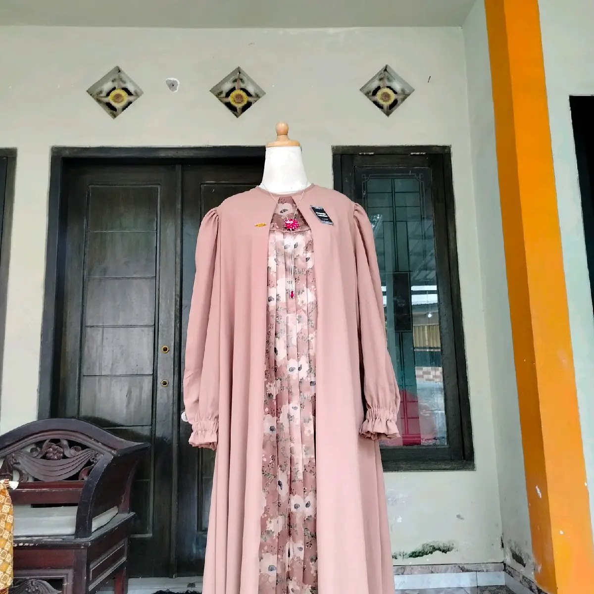 gamis rempel bunga coksu x coksu polos cocok untuk kondangan dan lebaran
