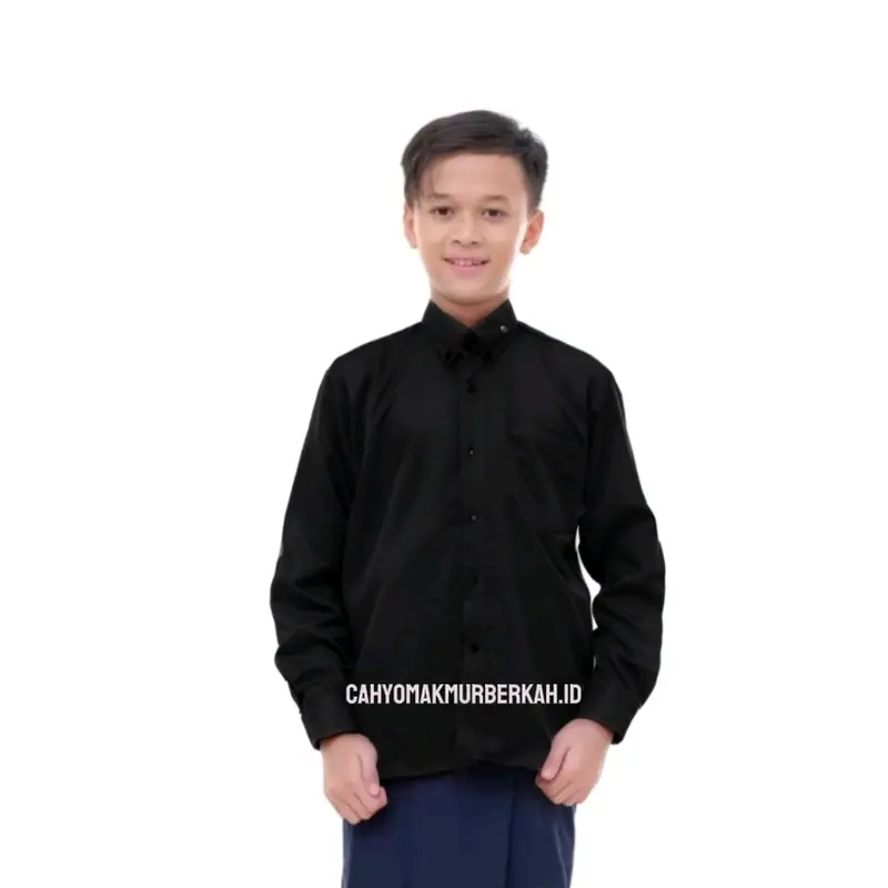 Kemeja Polos Anak Usia 1-14 Tahun Kemeja Anak Laki-laki Lengan Panjang Formal anak atasan Baju Katun Putih Hitam Cowok 1