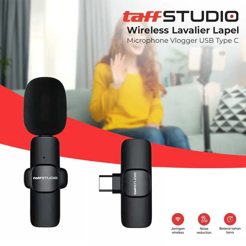 TaffSTUDIO Wireless Lavalier Lapel Microphone Vlogger USB Type C - HO86 Metal Mikrofon Laptop 0