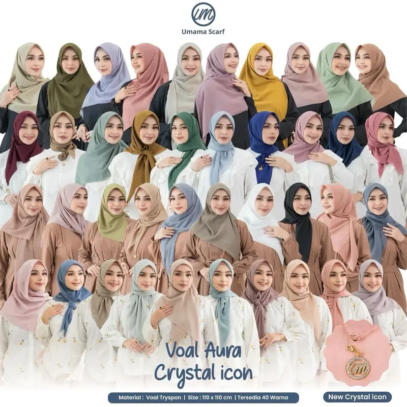 Umama Voal Aura Crystal Icon Lase Cut Original / Hijab Segi Empat / Paris Premium 0