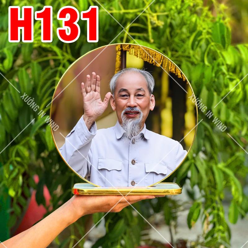 Bộ khung [ CHÂN DUNG BÁC HỒ ] khung tròn KÈM ĐẾ _ trang trí để bàn làm việc trưng kĩ niệm
