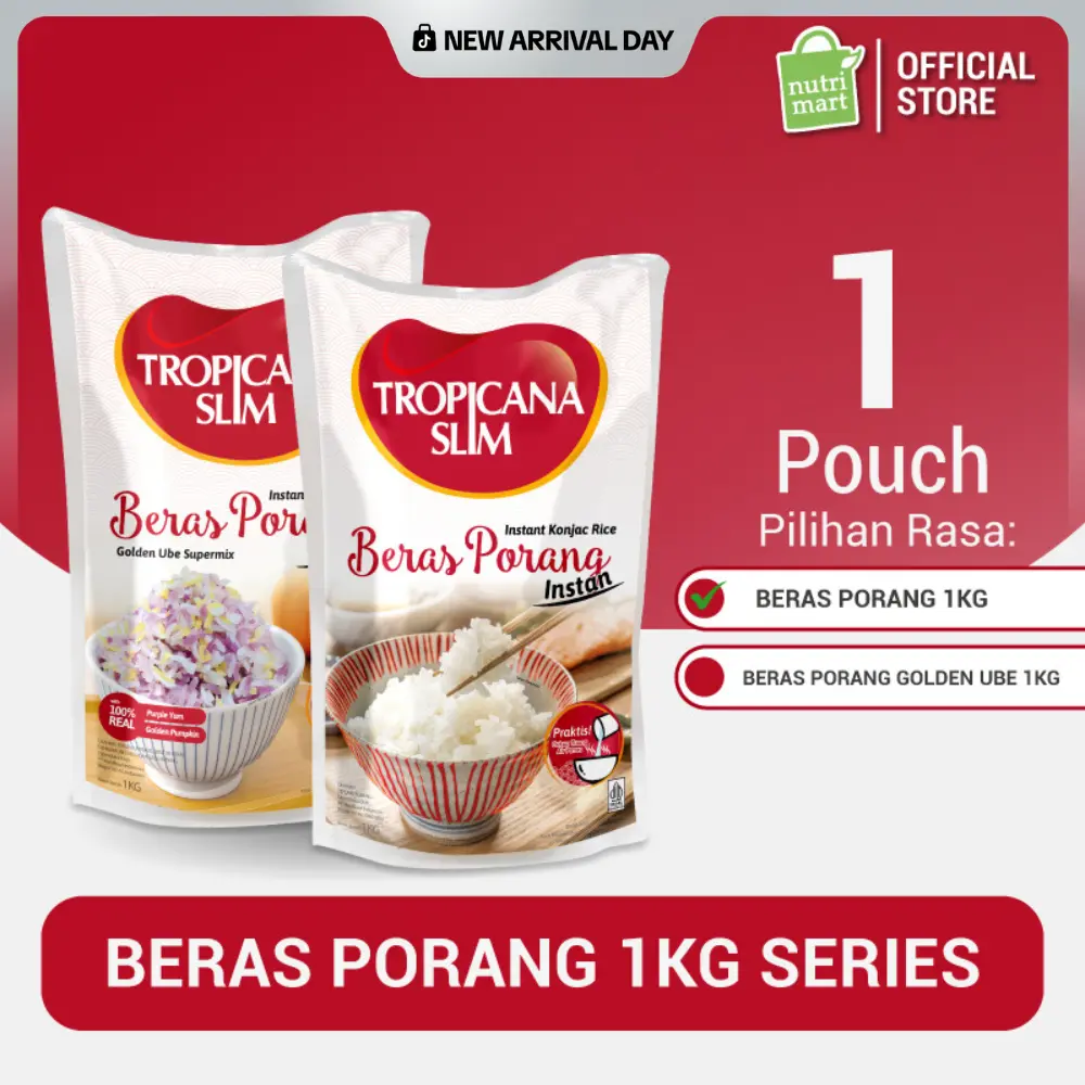 NEW! Beras Porang 1kg Series: Tropicana Slim Beras Porang Instant / Beras Porang Golden Ube Supermix 1000 g – Konjac Rice Shirataki
