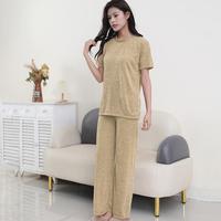 Gambar AKLOVER Piyama tiga potong, set baju rumah lengan pendek, piyama warna solid - Hijau, konvensional(40kg-80kg) dari AKLOVER -#001 Kota Bogor 3 Tokopedia