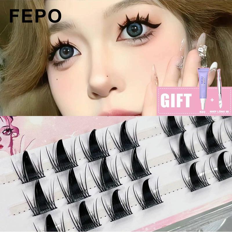 FEPO 3 hàng lông mi giả tinh thông minh và đa năng tự nhiên để sử dụng hàng ngày 11mm-13mm Món quà miễn phí Keo dán lông mi + nhíp