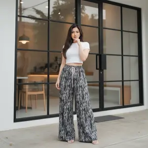 Celanakudot Everyday Pants - Highwaist Celana Panjang Wanita Kulot Viral Motif Abstrak