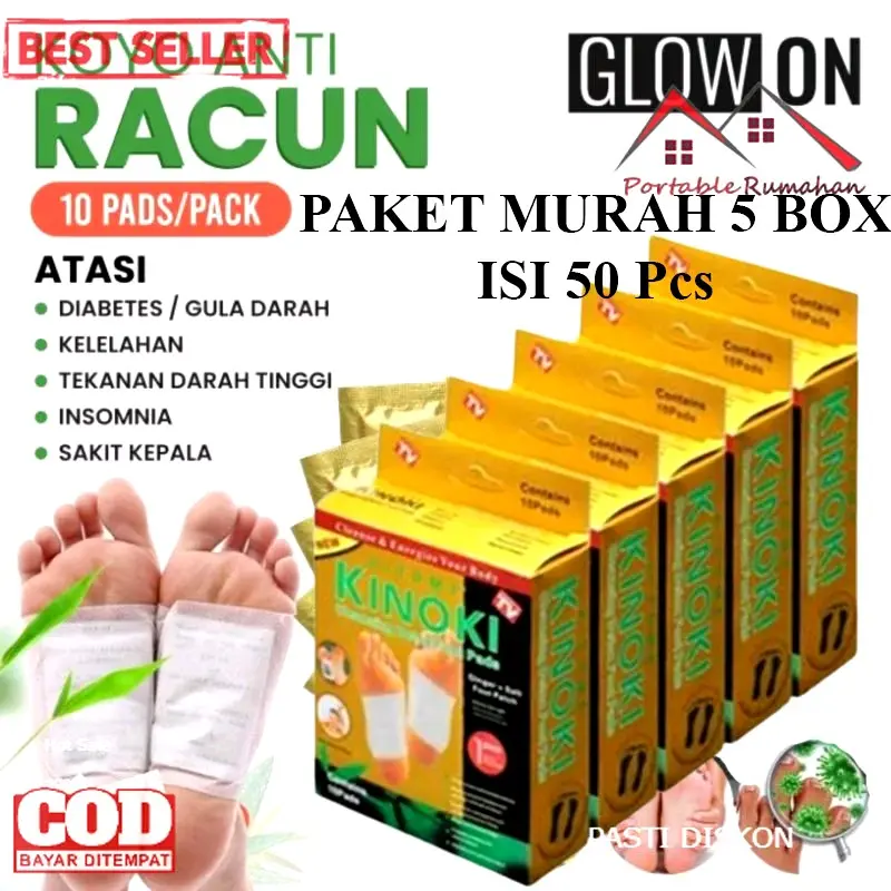 PAKET HEMAT 5 BOX ISI 50 PCS KOYOK KINOKI GOLD DETOK