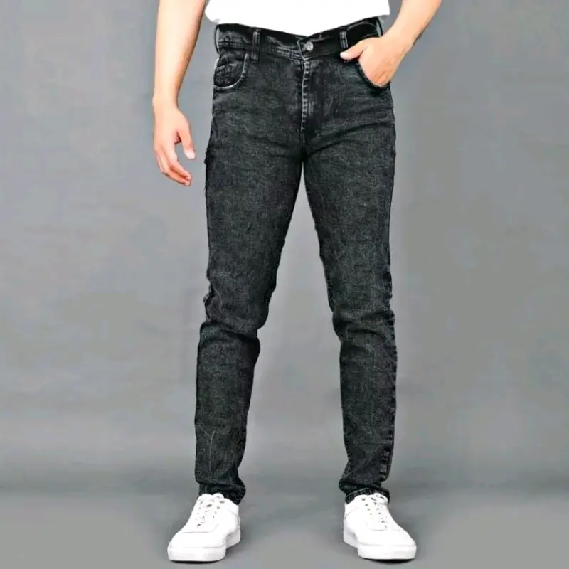 Celana Panjang Jeans Pria Skinny Slimfit Stech Snowash Hitam / Jeans Pria Skinny Pensil 1