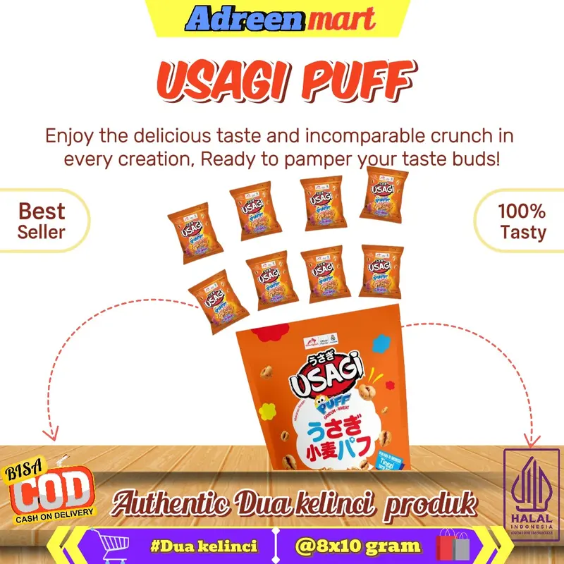 [ DUA KELINCI ] USAGI PUFF CARAMEL FLAVOUR 80 Gram Cemilan 1