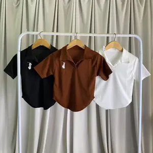 Lov - Collar Bordir / Crop Top Embroidery Atasan Wanita Kerah Tshirt