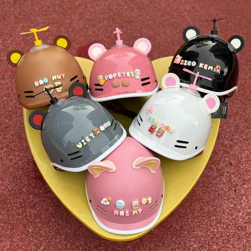   Tặng full phụ kiện  Nón bảo hiểm TRẺ EM 15-30KG kiểu dáng cá heo nửa đầu đủ màu - đạt chuẩn kiểm định Quatest 