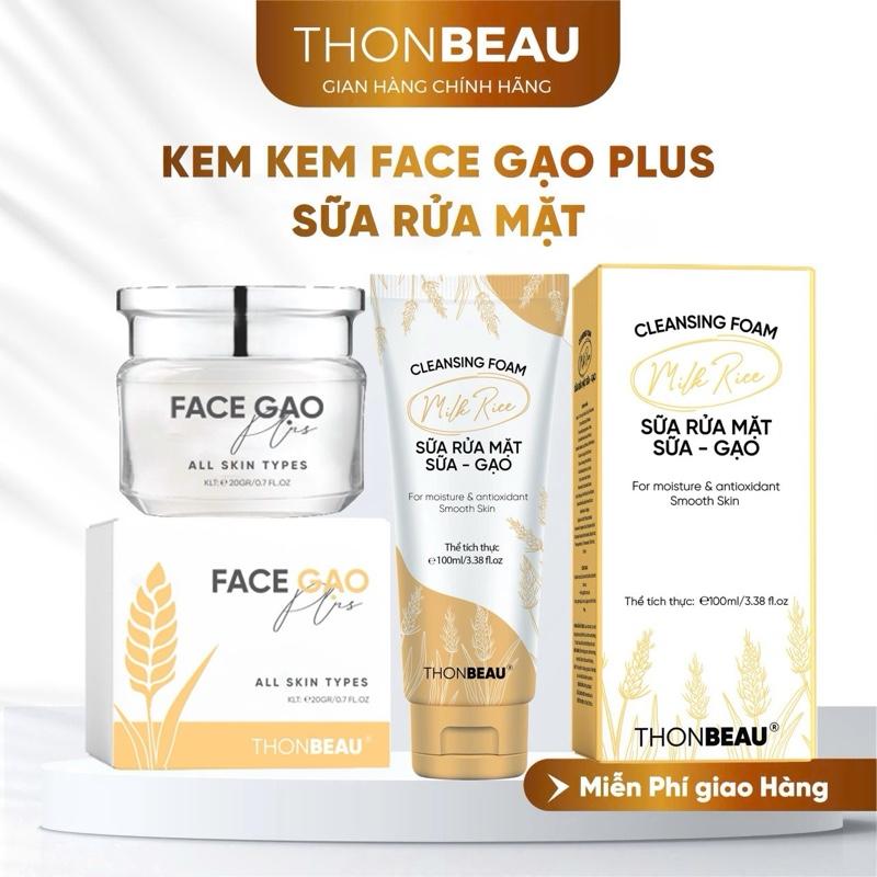 Kem Face Gạo Plus + Sữa Rửa Mặt Gạo [Chai Lớn] - Skincare Nữ Women