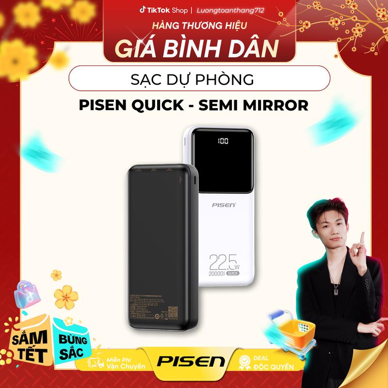   Deal Đặc Biệt   PISEN Sạc dự phòng PISEN QUICK - Semi Mirror Sạc Nhanh 22.5W Dung Lượng Khủng 30000mAh Đen  Trắng  TP-D040 | 4 Cổng Sạc Thông Minh Kèm dây Đeo Tiện Lợi | Phù Hợp Điện Thoại Android IOS | Bảo Hành 24 Tháng | Bảo Hiểm 2 Triệu Đô Toàn Cầu 
