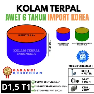 Kolam Terpal Bulat A20 Diameter 1,5m Tinggi 1m / D1,5 T1 Tebal Super UV Garansi Kebocoran - Untuk Budidaya Ikan Nila Gurame Patin Lele