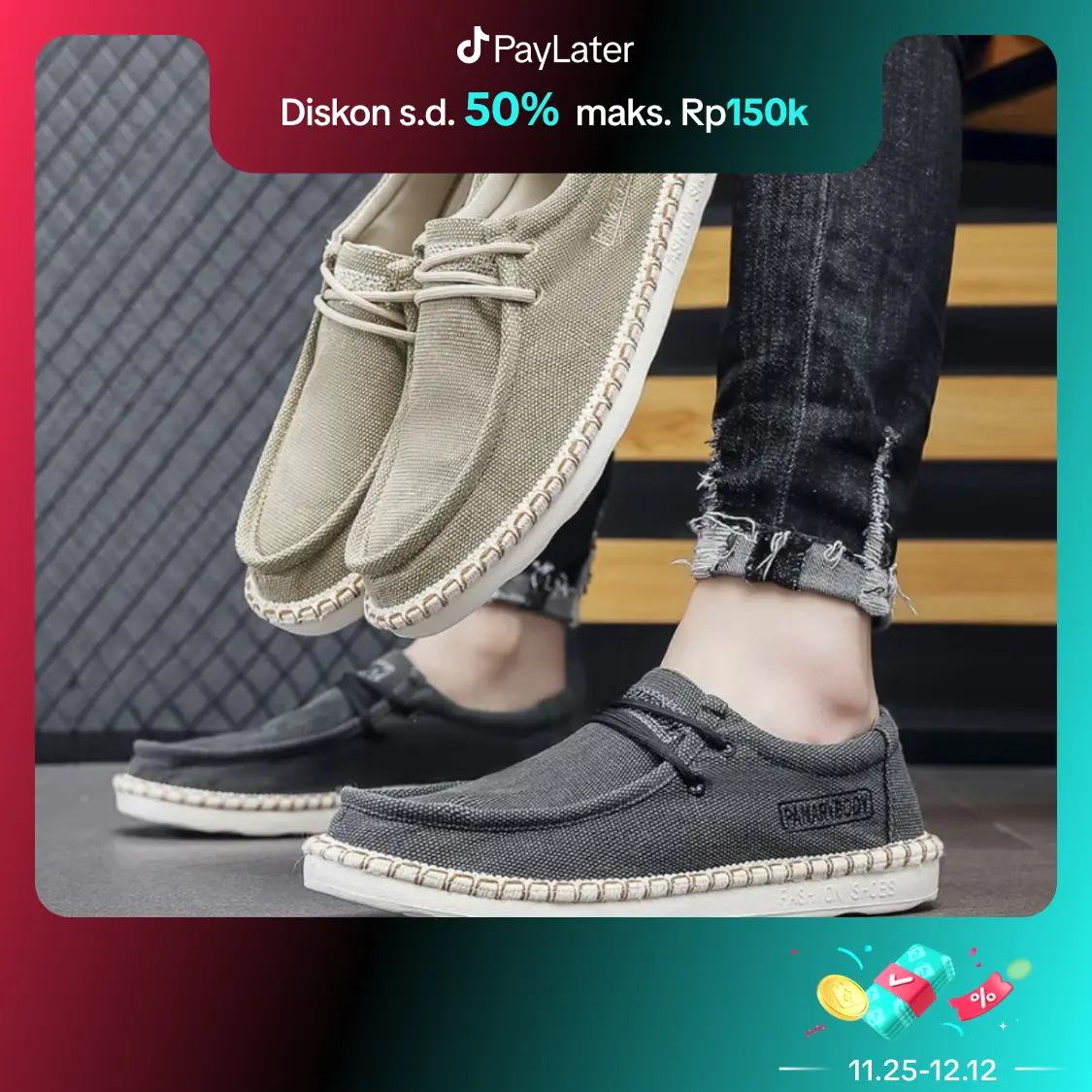PANARYBODY QN243 Sepatu Pria Sneakers Model Klasik Kasual Shoes Kerja Karet Sport Flat