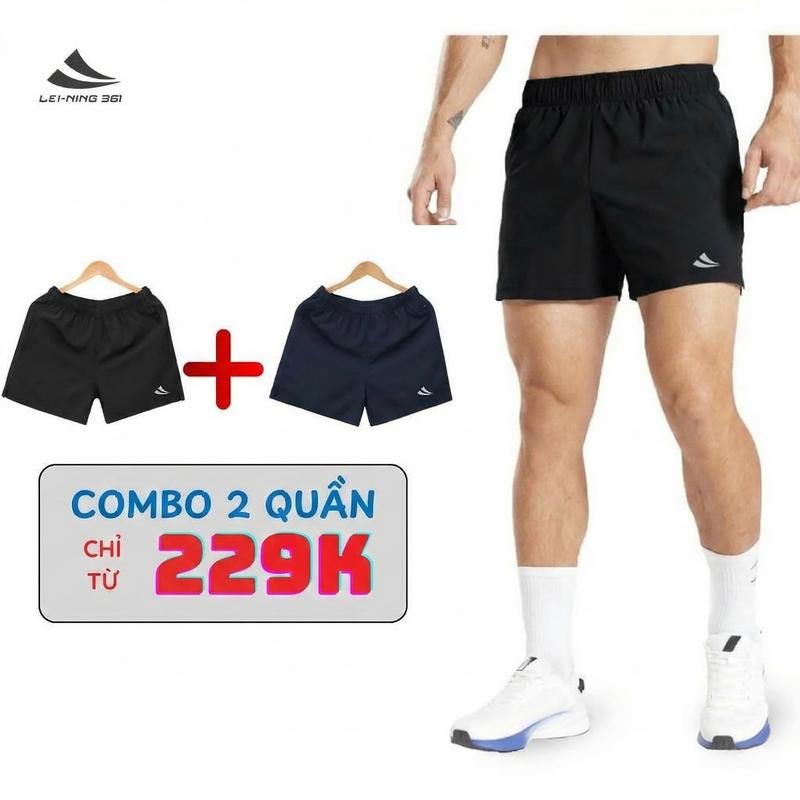 COMBO 2 Quần Đùi Thể Thao 5 Inch Form Ngắn Ngang Đùi Vải Nhẹ Thoải Mái Tập Luyện Chạy Bộ Gym Cầu Lông Pickleball, Bóng Bàn - Lei-Ning 361
