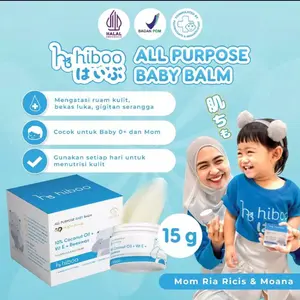 ￼hiboo All Purpose Baby Balm 15g with 10% Coconut Oil Vit E Beeswax - Japan Natural Nourishing Calming Moisturizer - Balsem Salep Anak Bayi Ruam Popok Skincare Sensitif Kulit Perawatan