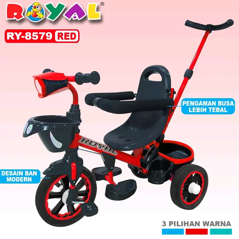 sepeda anak roda tiga royal tipe 2288cps / 2288cp/2088cps/2088cp Ban Karet Lampu Toys Asli 2